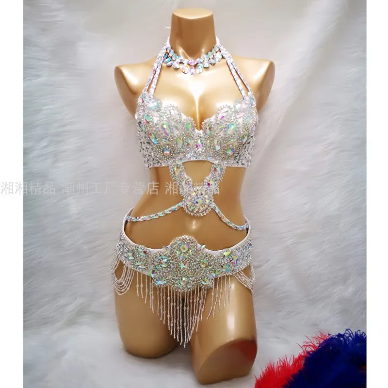Sexy Belly dance costumes women belly dance bra belt set sexy belly dancing outfit Carnival costume Tops Bra Waist Chain Belt