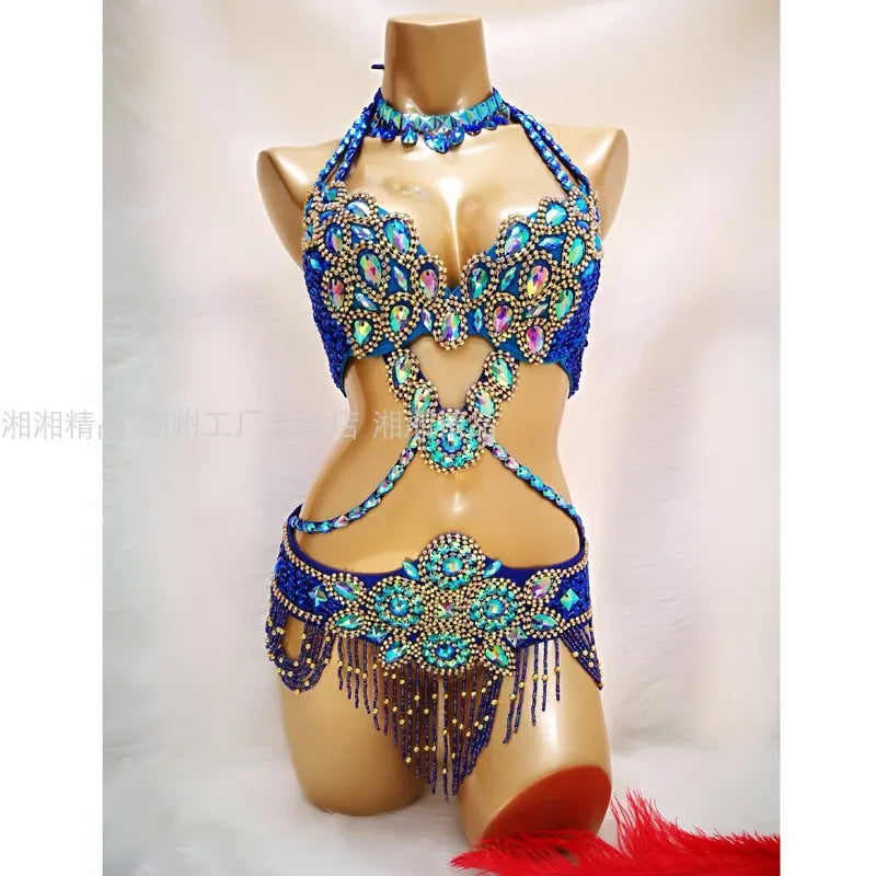 Sexy Belly dance costumes women belly dance bra belt set sexy belly dancing outfit Carnival costume Tops Bra Waist Chain Belt