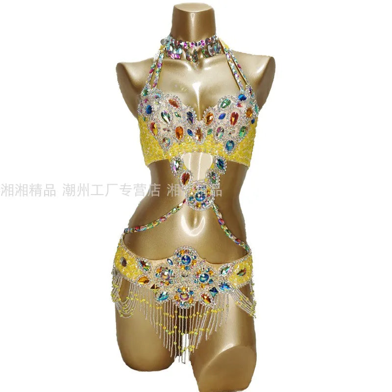 Sexy Belly dance costumes women belly dance bra belt set sexy belly dancing outfit Carnival costume Tops Bra Waist Chain Belt